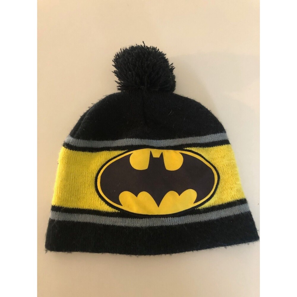 Batman Logo Wool Beanie DC Comics size16 Boys‎ Black with gray stripes